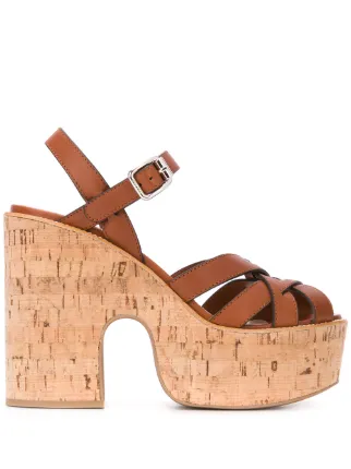 Outlet Mui Mui Prada Platform Cognac Cork pump