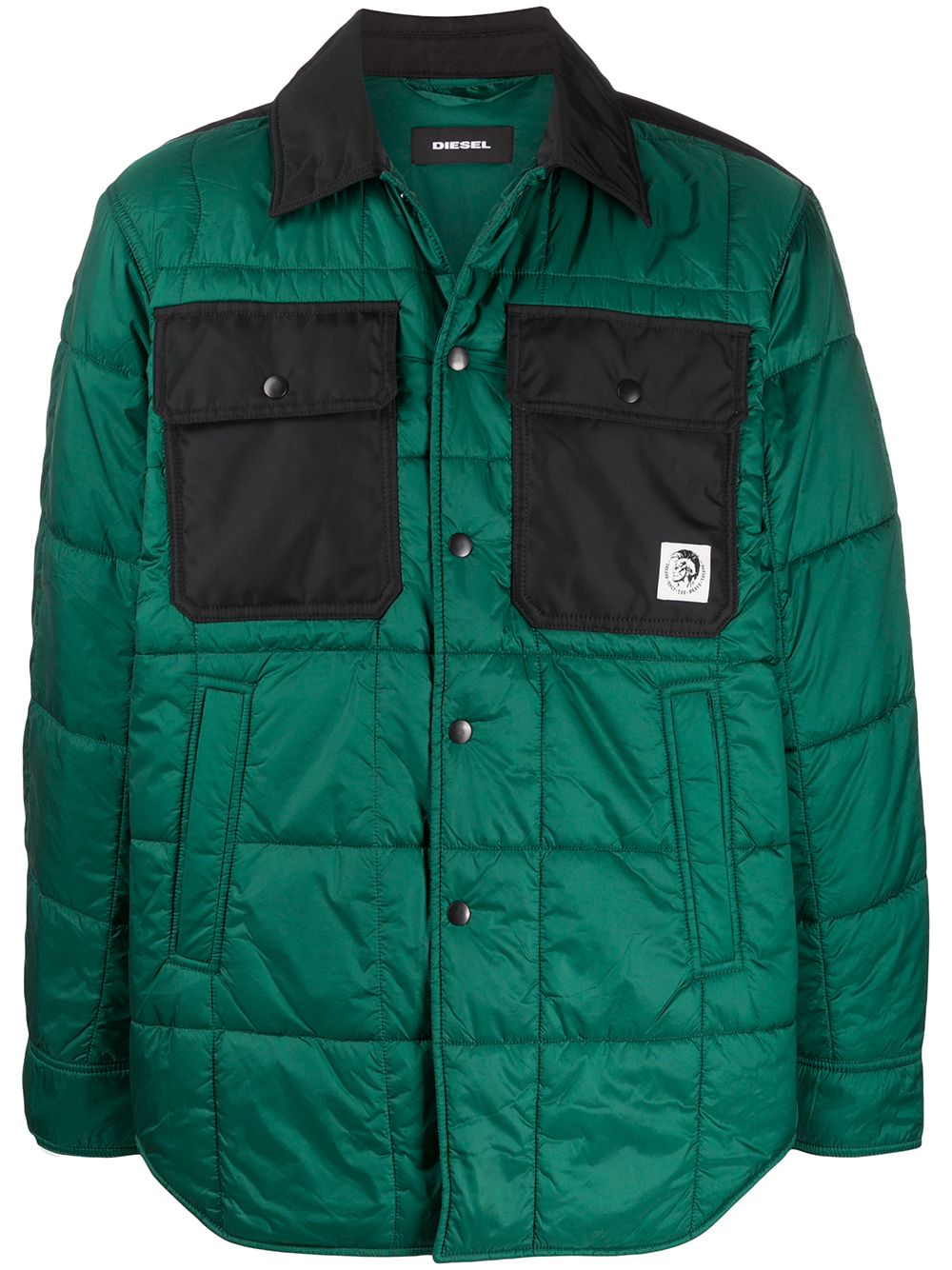 Diesel Quilted Shirt Jacket In Green
