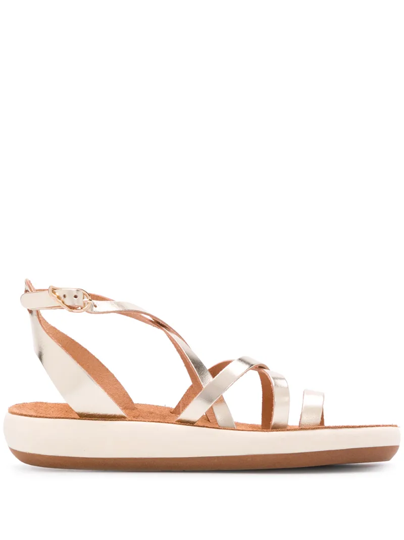 Ancient Greek Sandals Delia Metallic Leather Sandals In Platinum | ModeSens