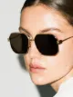 Bottega Veneta Eyewear gold tone square frame sunglasses