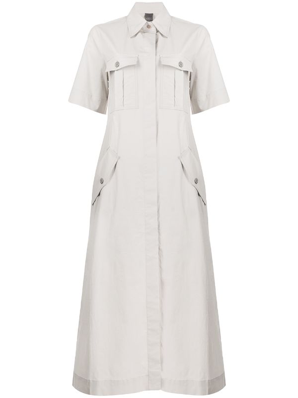 long cream shirt dress