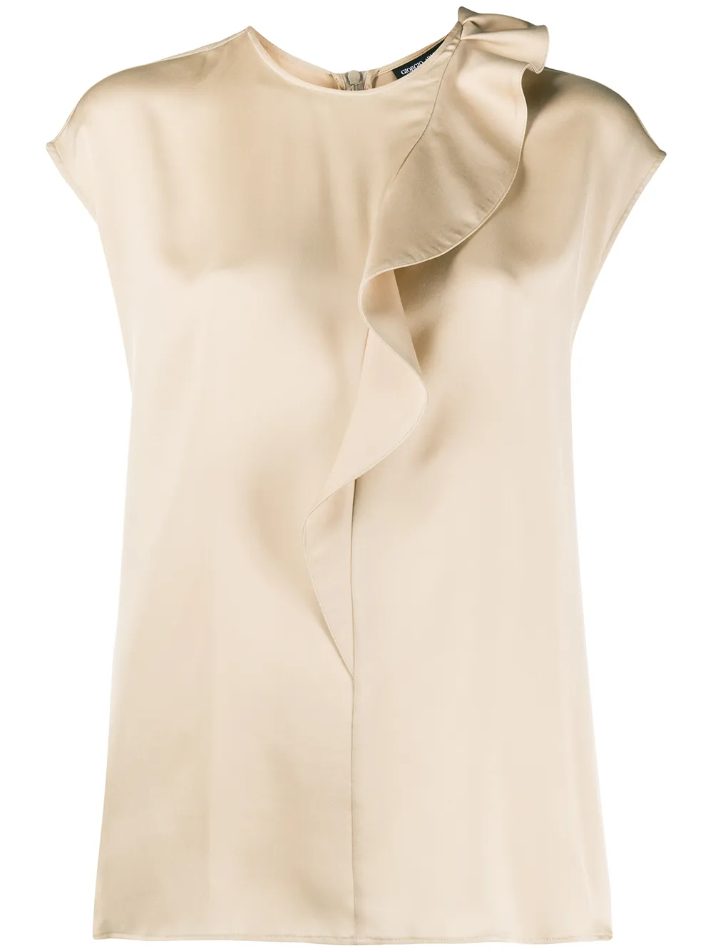 GIORGIO ARMANI SILK RUFFLE TRIM BLOUSE