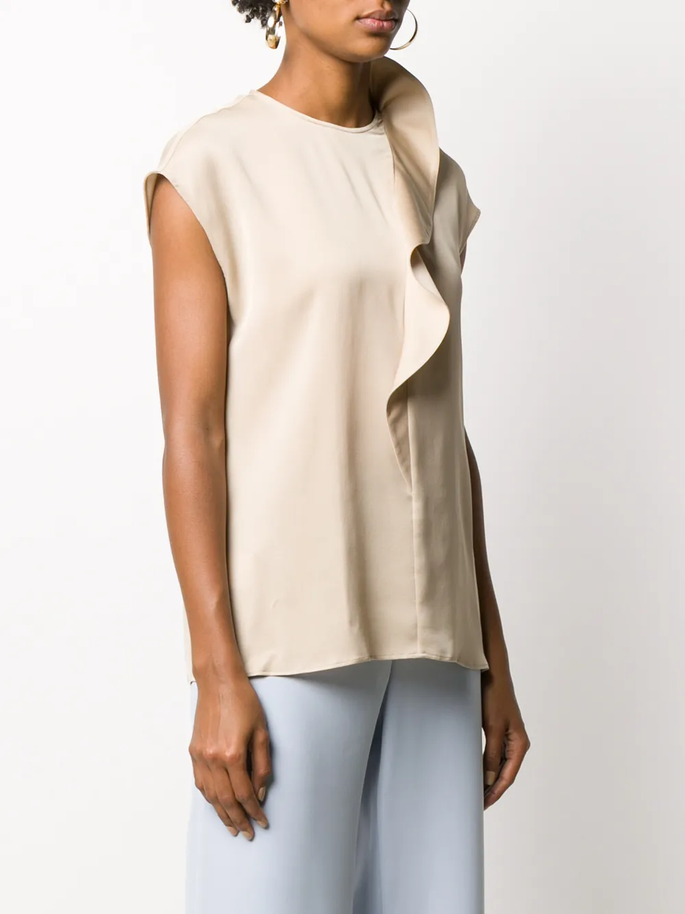 GIORGIO ARMANI SILK RUFFLE TRIM BLOUSE