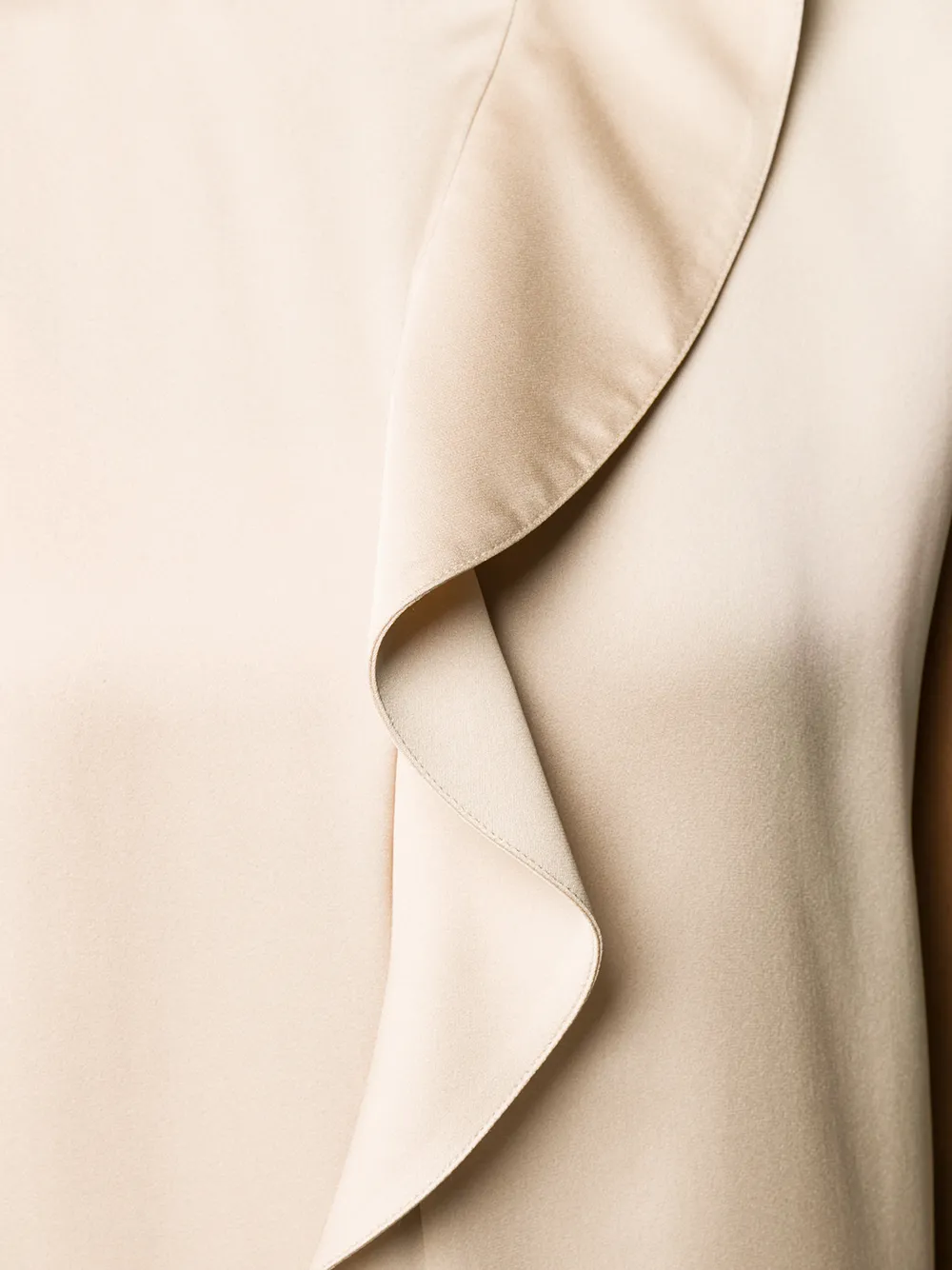 Shop Giorgio Armani Silk Ruffle Trim Blouse In Neutrals