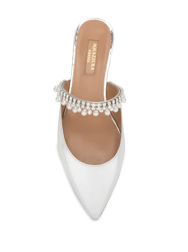 embellished flat mules