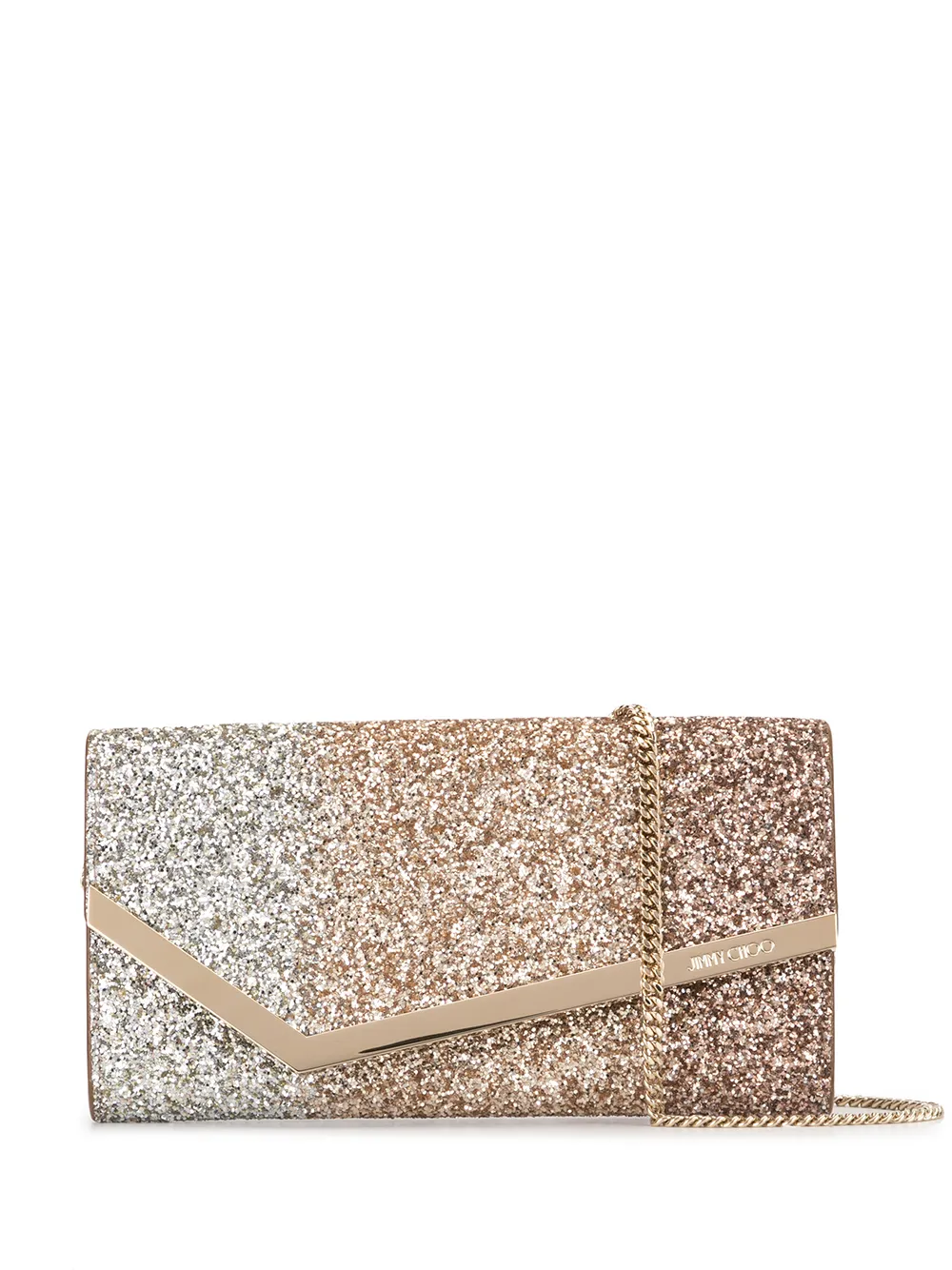 Jimmy Choo Emmie Glitter Clutch In Silber