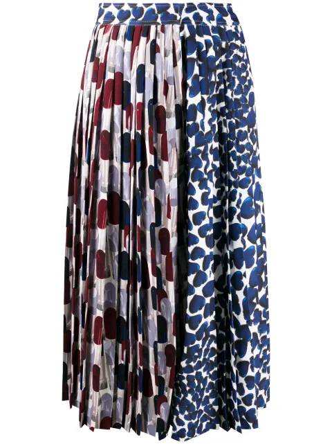 Prada abstract-print pleated skirt
