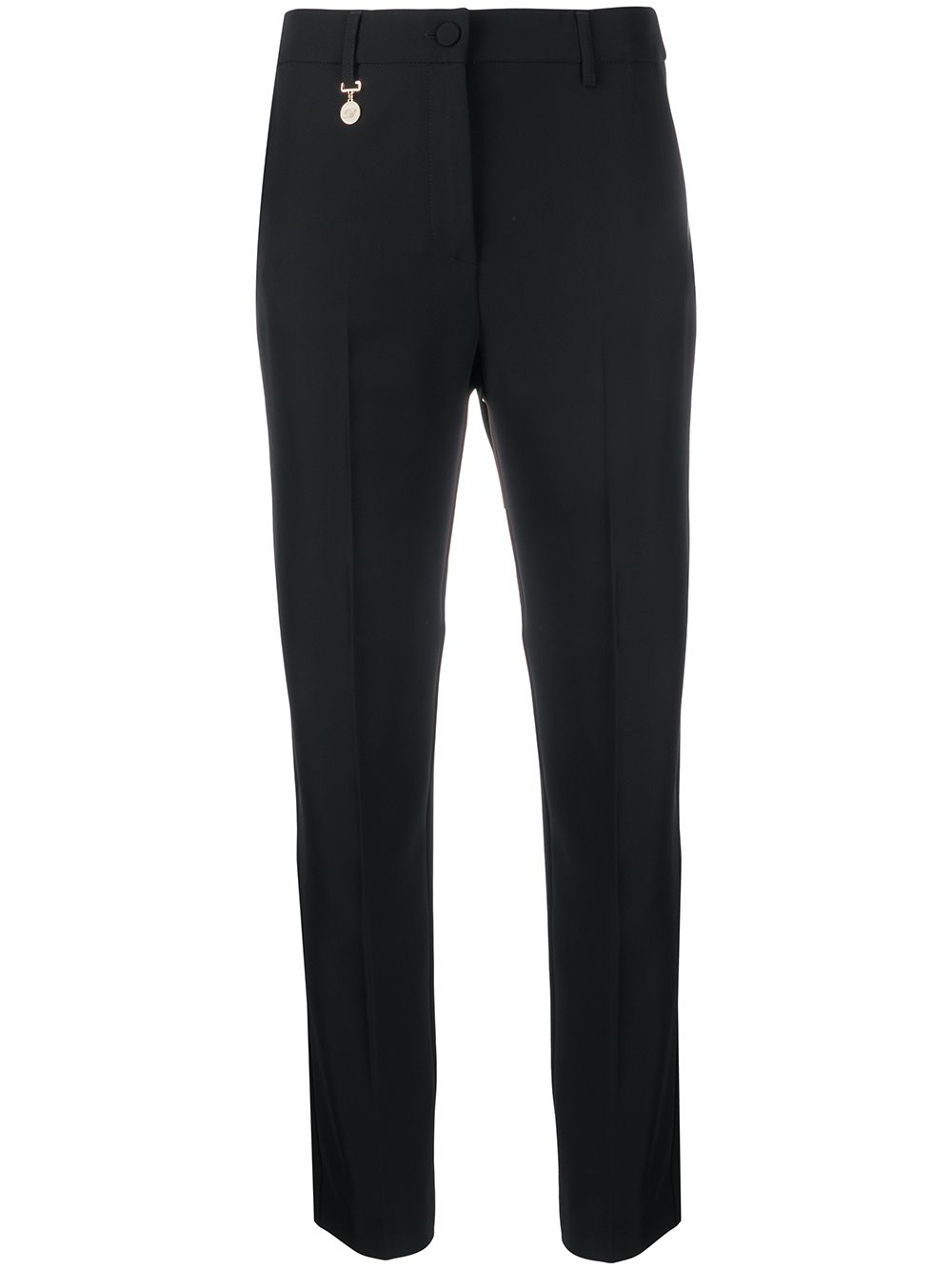 Blumarine Logo Charm Detail Cropped Trousers In Black