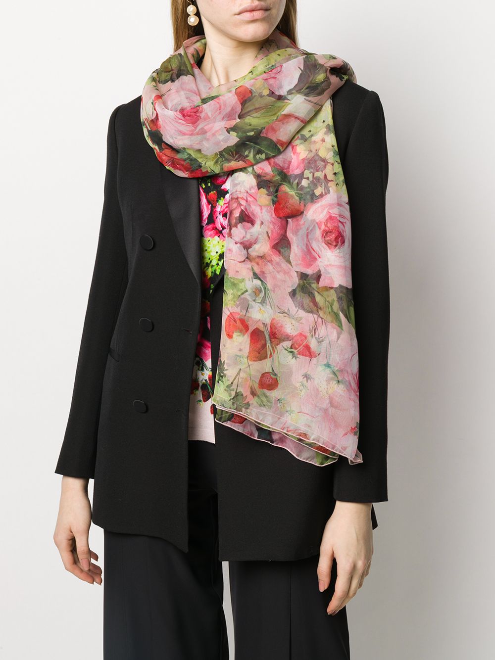 фото Blumarine silk floral embroidered scarf