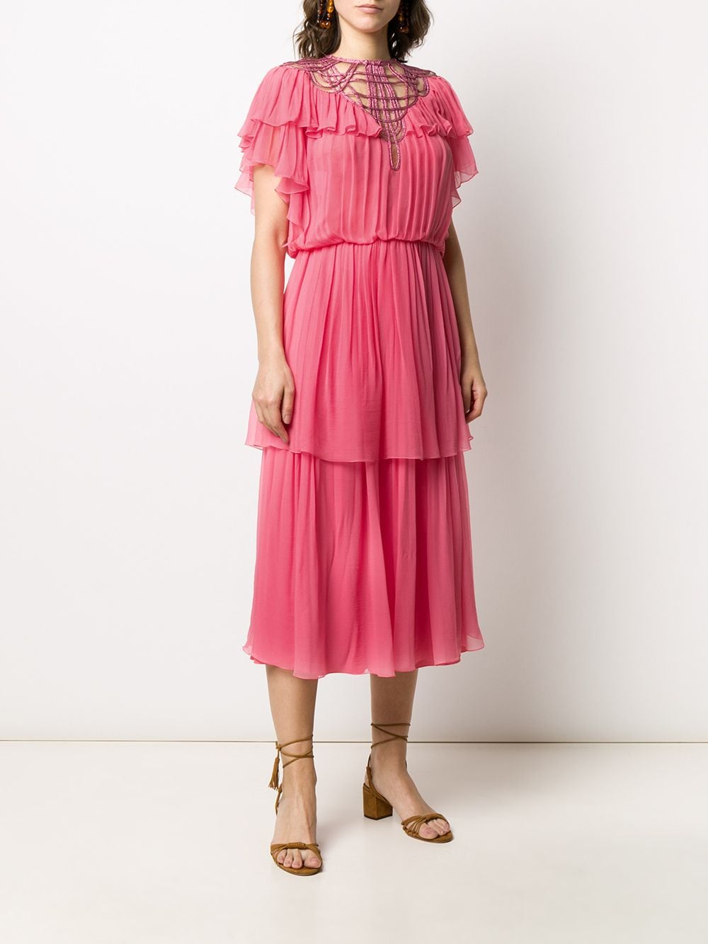 Shop Alberta Ferretti tiered ruffle dress with Express Delivery - FARFETCH