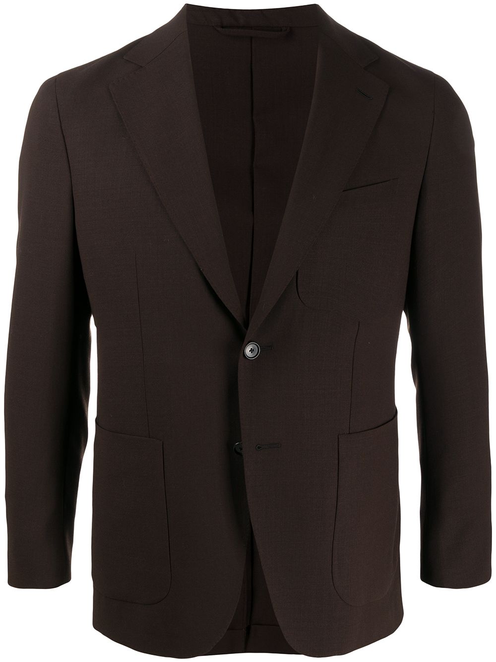 Caruso Fine Knit Multi-pocket Blazer In Brown