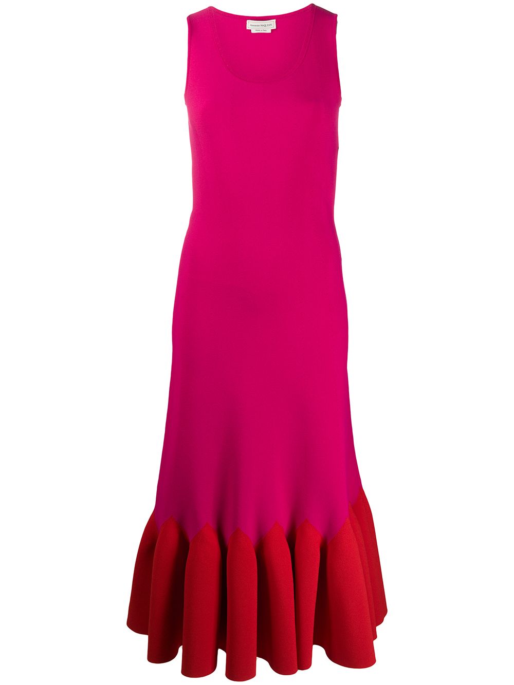 Alexander Mcqueen Two-tone Sleeveless Pleated Dress In Pink