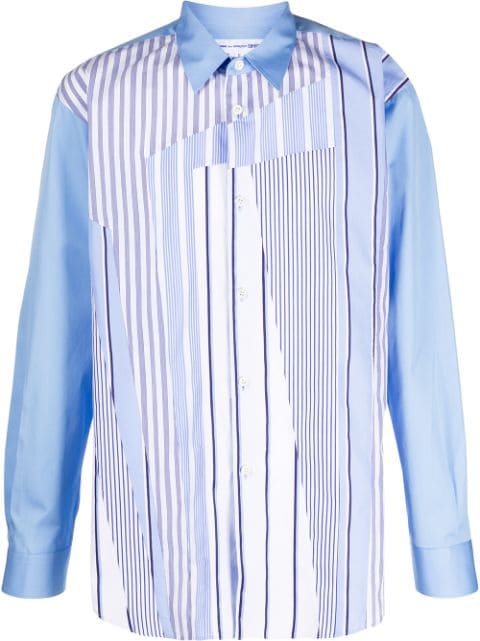 Comme Des Garçons Shirt Striped Poplin Shirt In Blue