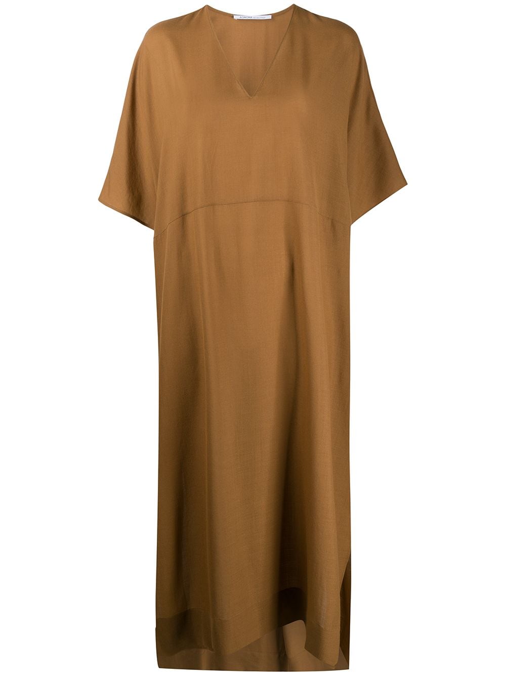Agnona Short Sleeve Long Dress In Brown