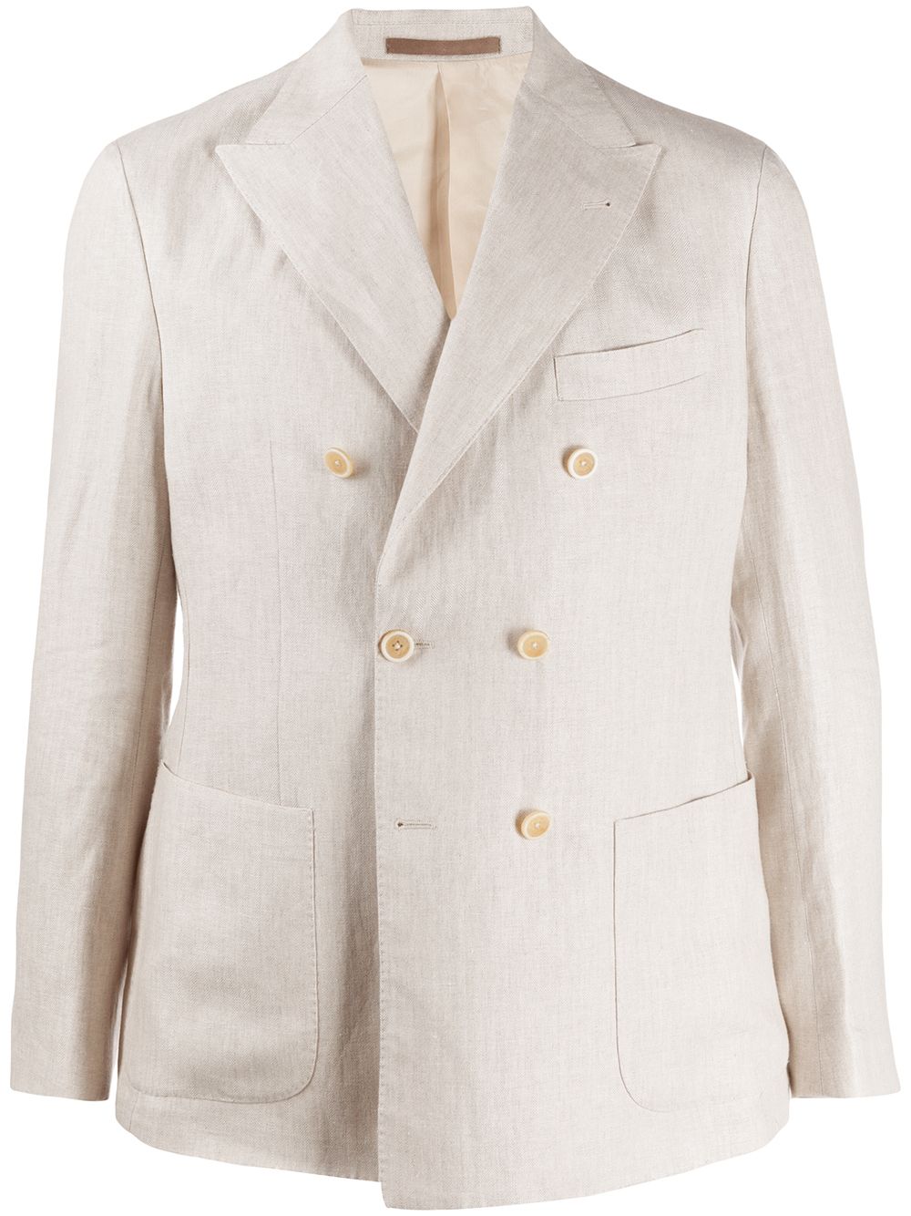 Eleventy Double-breasted Linen Blazer In Neutrals