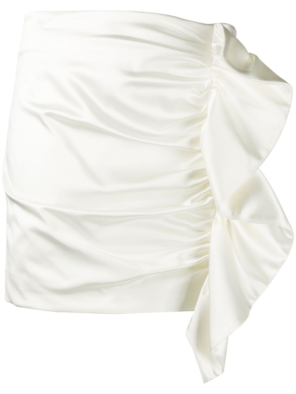 P.a.r.o.s.h Ruched Ruffle Skirt In White
