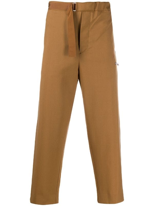 tan cropped trousers