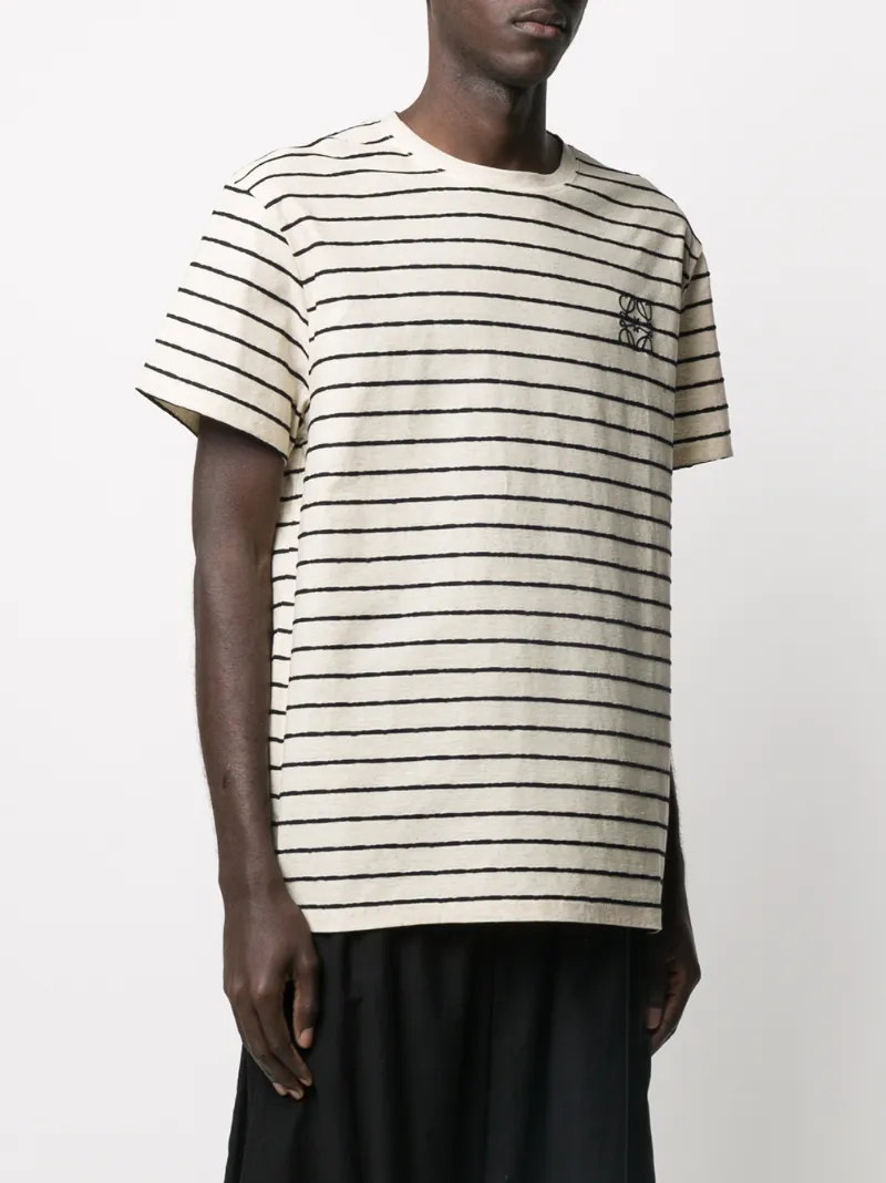 LOEWE EMBROIDERED ANAGRAM STRIPED T-SHIRT