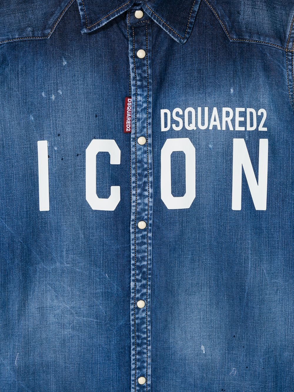 фото Dsquared2 kids джинсовая рубашка с эффектом разбрызганной краски и логотипом