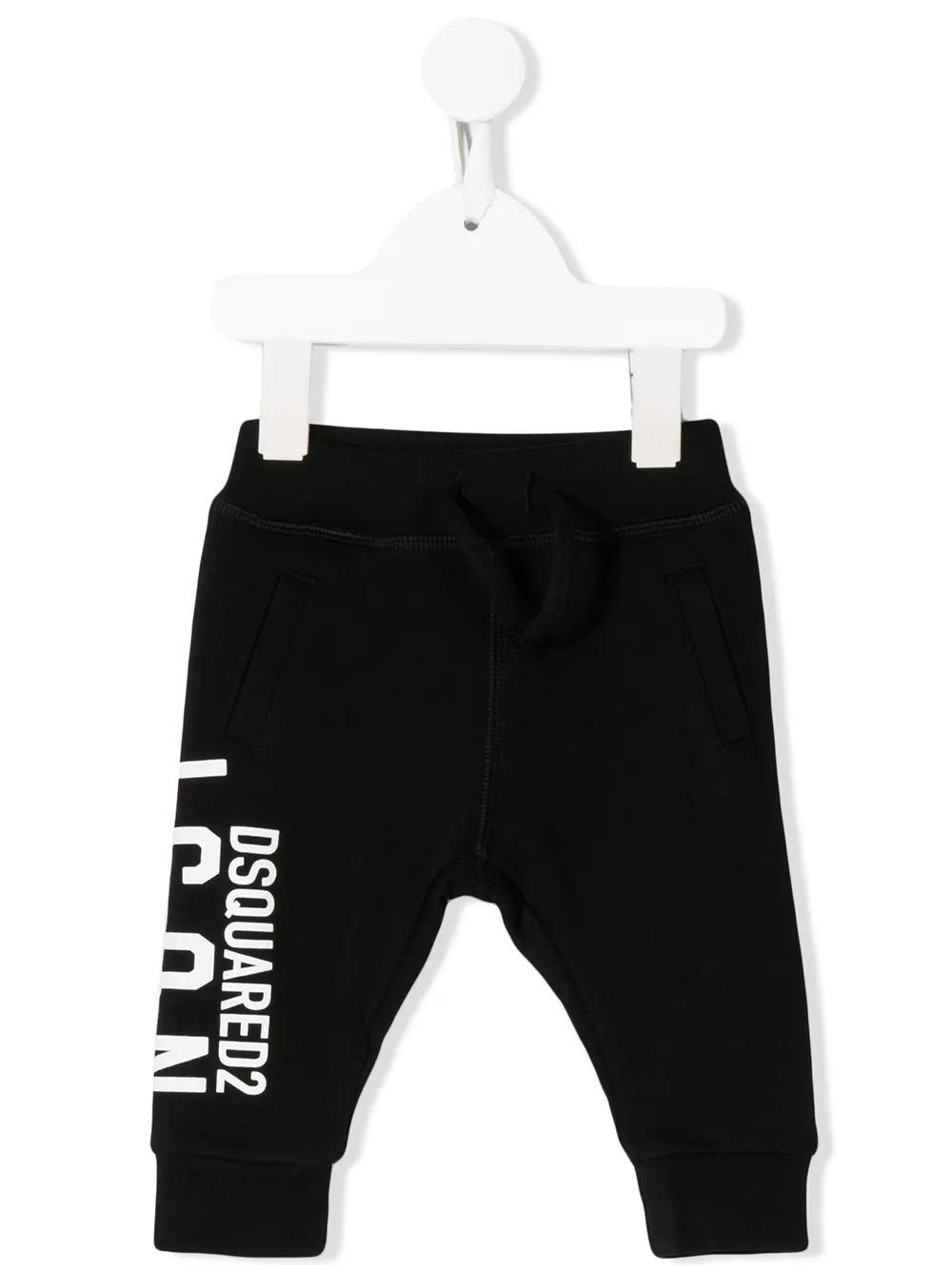 Dsquared2 Icon Tapered Cotton Track Pants In Black