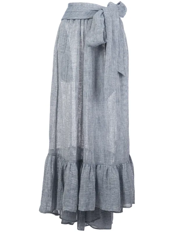 blue pleated maxi skirt