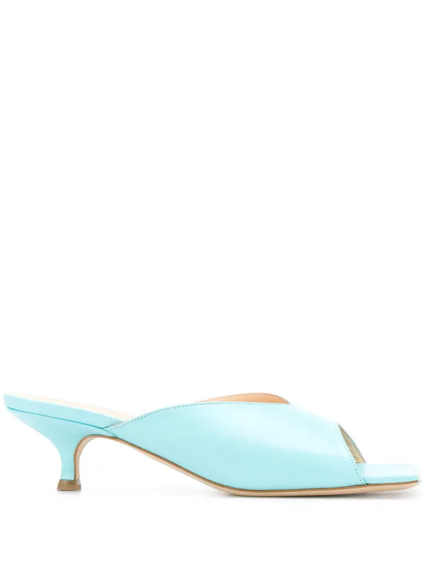blue kitten heel sandals