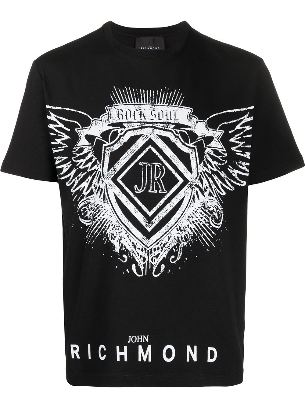 John Richmond Crew Neck Wings Print T-shirt In Black