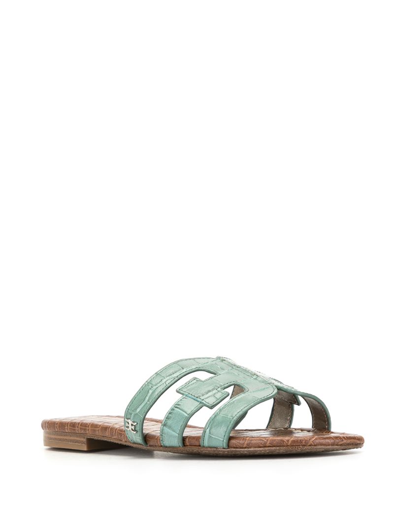 Shop Sam Edelman Bay Splendor Croc Embossed Sandals In Green