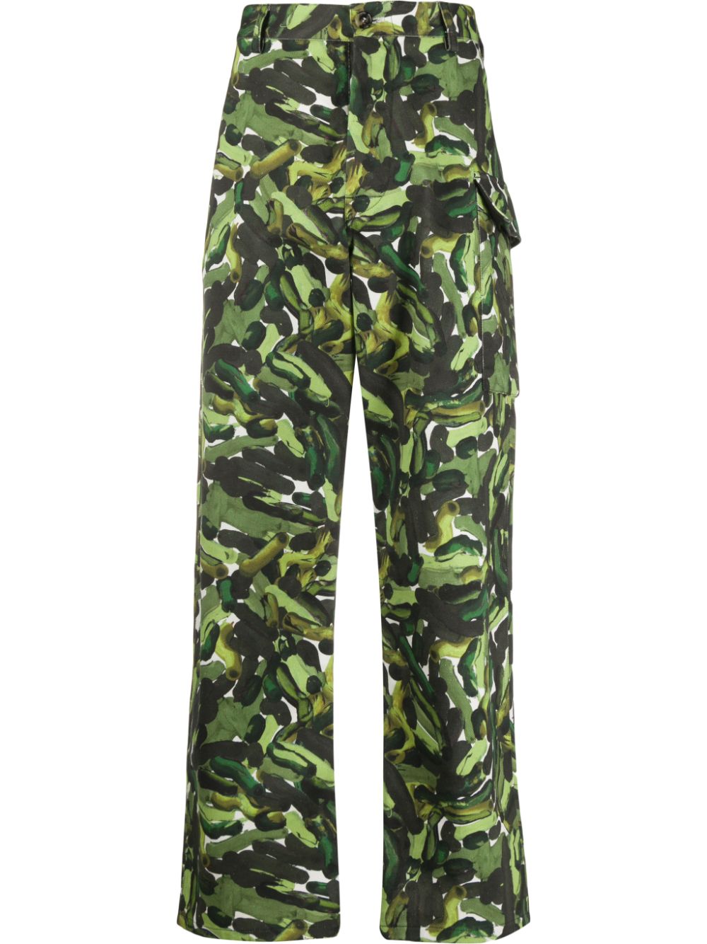 Marni Abstract Print Cargo Trousers In Green