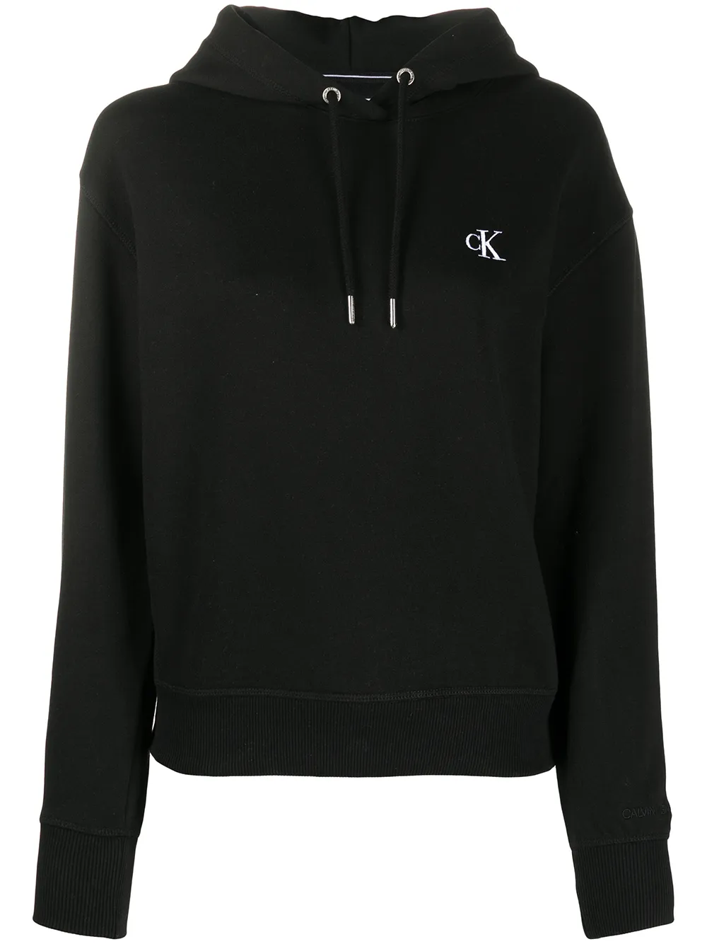 Calvin Klein Jeans Est.1978 Monogram Logo Embroidered Hoodie In Schwarz