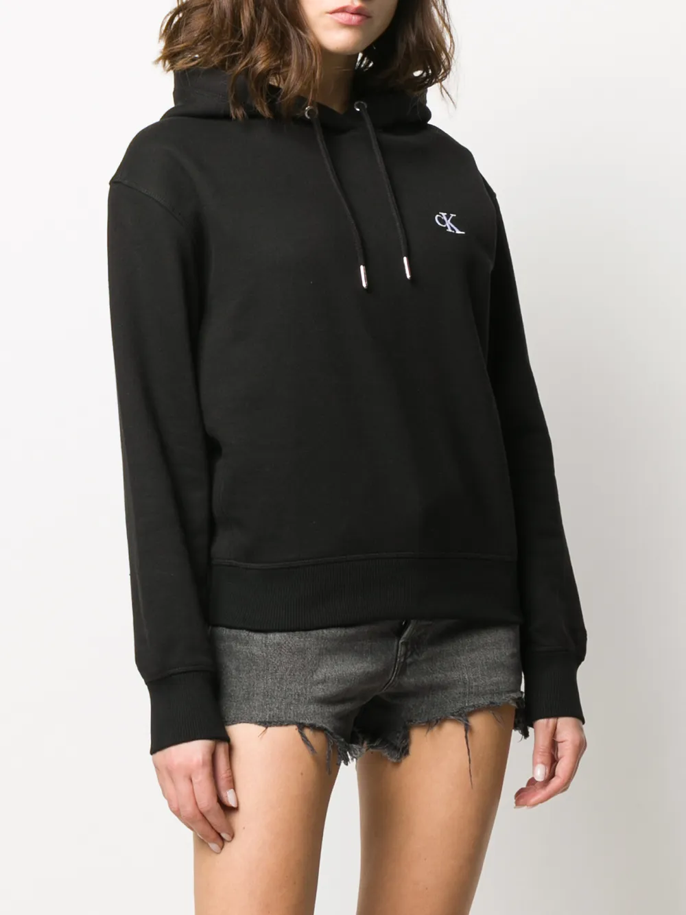 Calvin Klein Jeans Hoodie met geborduurd logo Zwart
