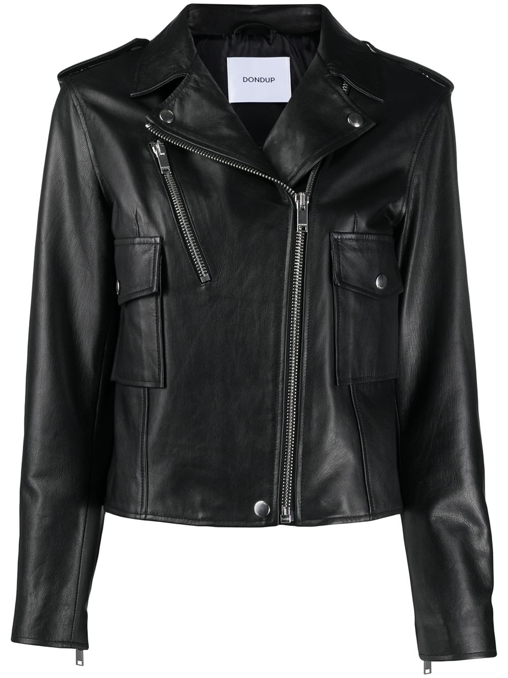 Dondup Zip-up Biker Jacket In Black