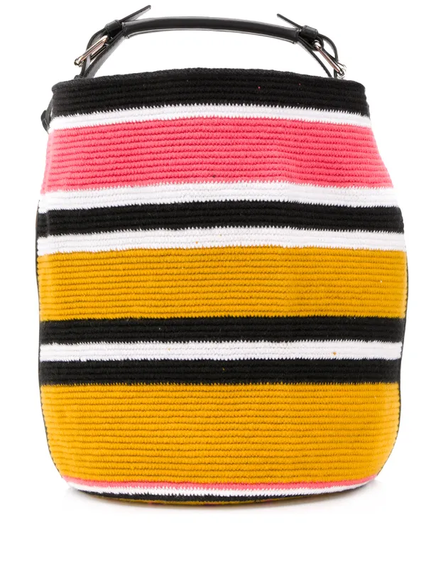 striped bucket bag