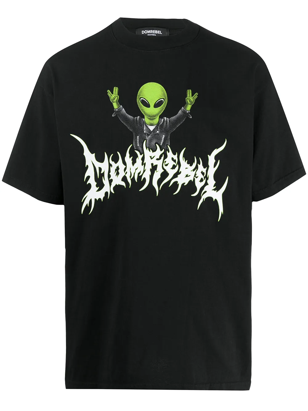 Domrebel Distressed Alien Print T-shirt In Black