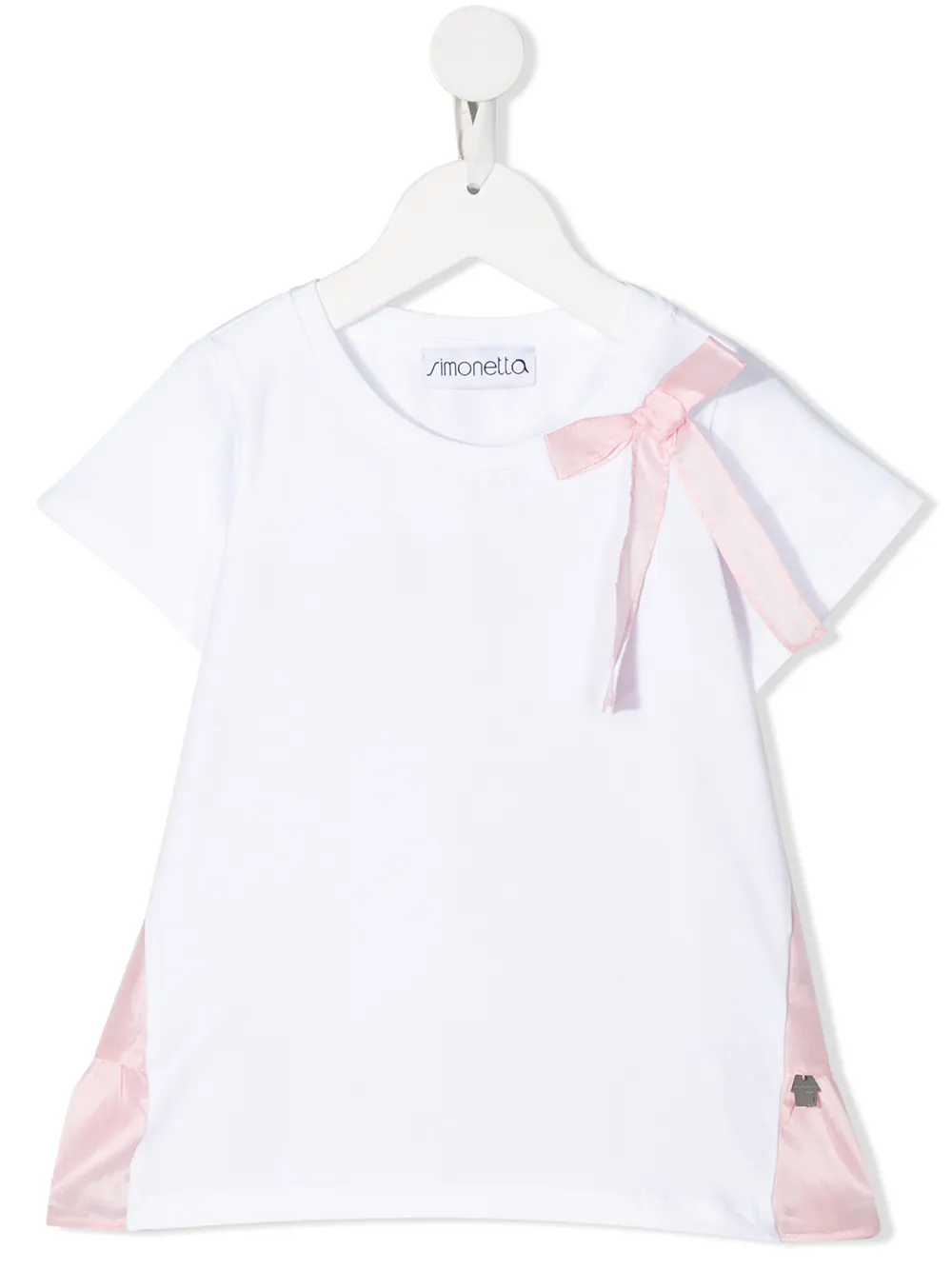 Shop Simonetta Short Sleeve Bow Detail T-shirt In White