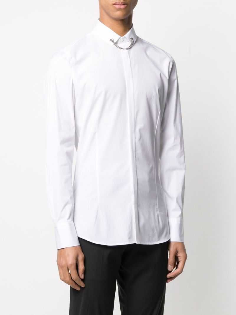 Shop Neil Barrett Tuxedo Shirt With Necklace In White