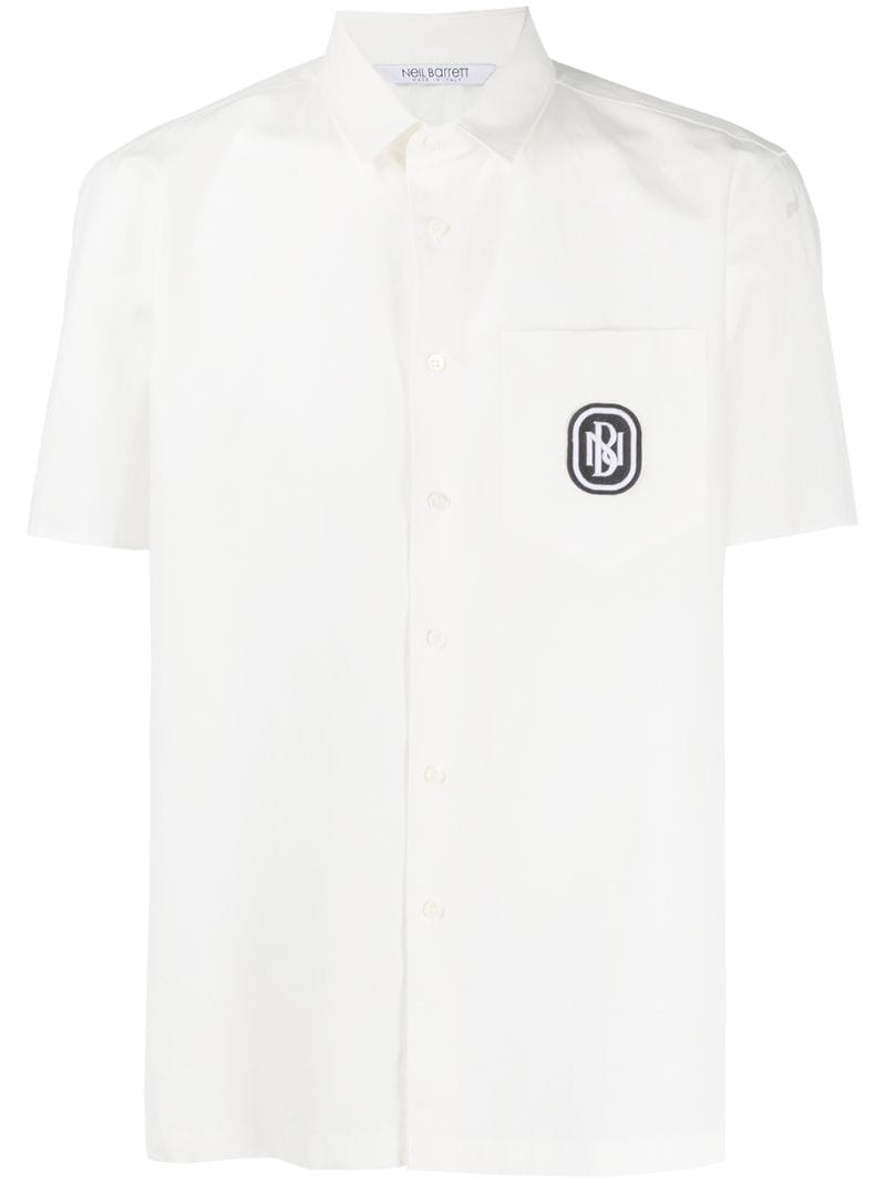 Shop Neil Barrett Hemd Mit Aufgesticktem Logo In White