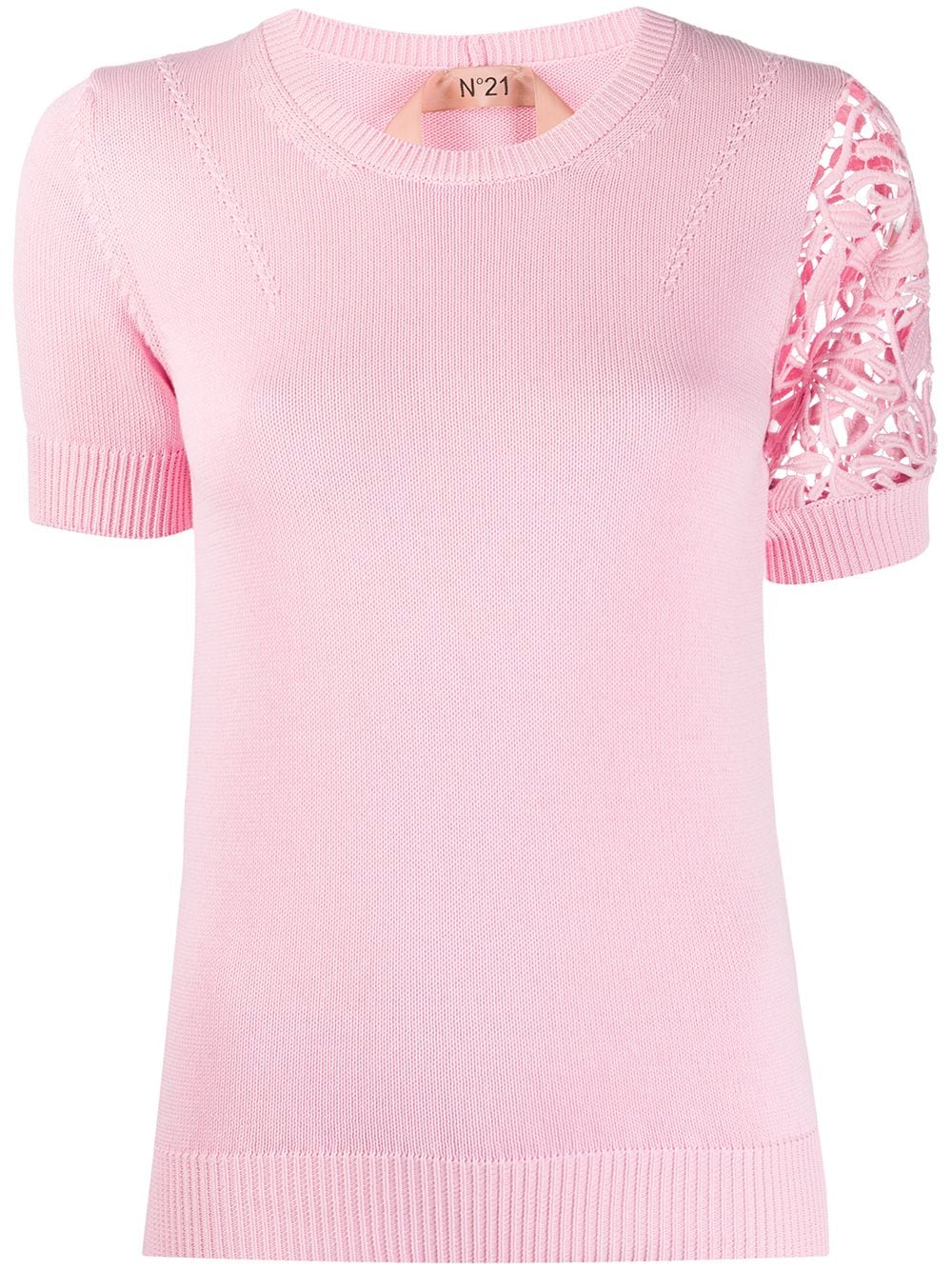 N°21 Lace Detail Knitted Top In Pink
