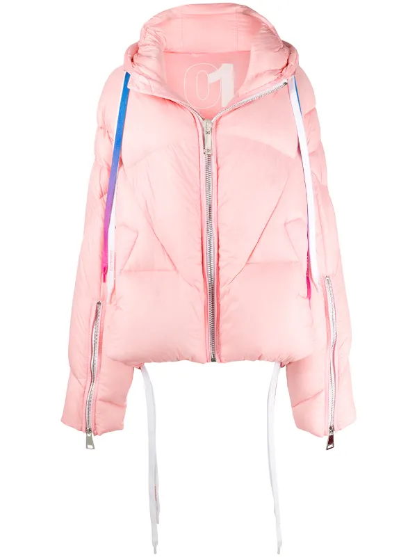 light pink puffer jacket with hood