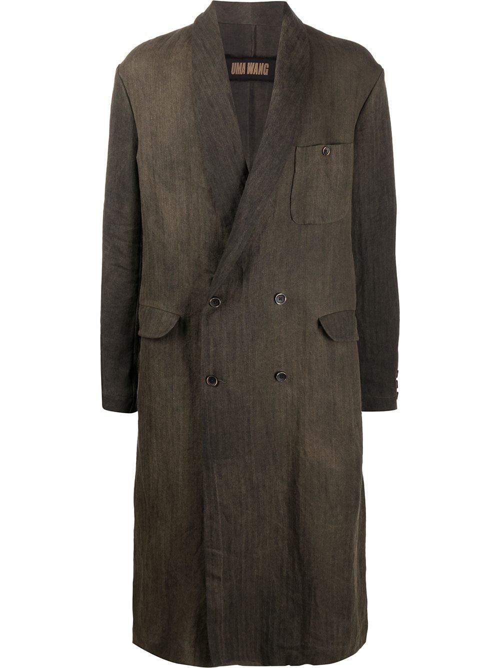 Uma Wang Double-breasted Maxi Coat In Uw860 Grey Brown