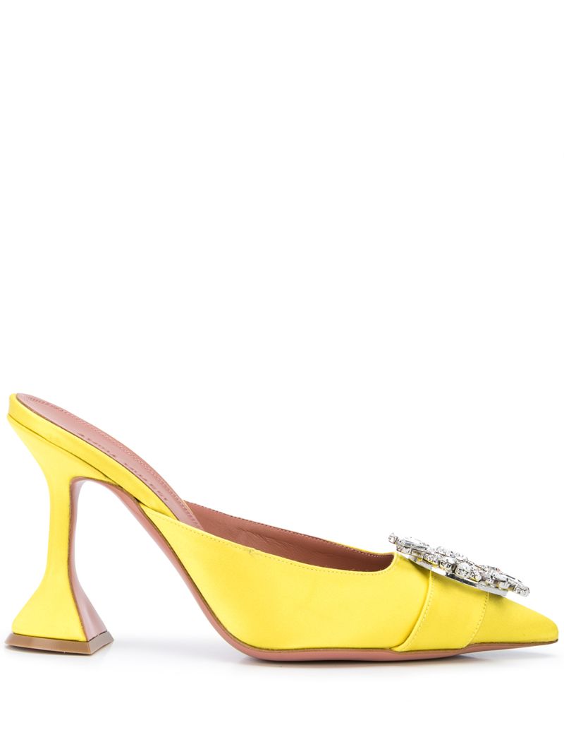 Amina Muaddi Begum 95mm Mules In Yellow