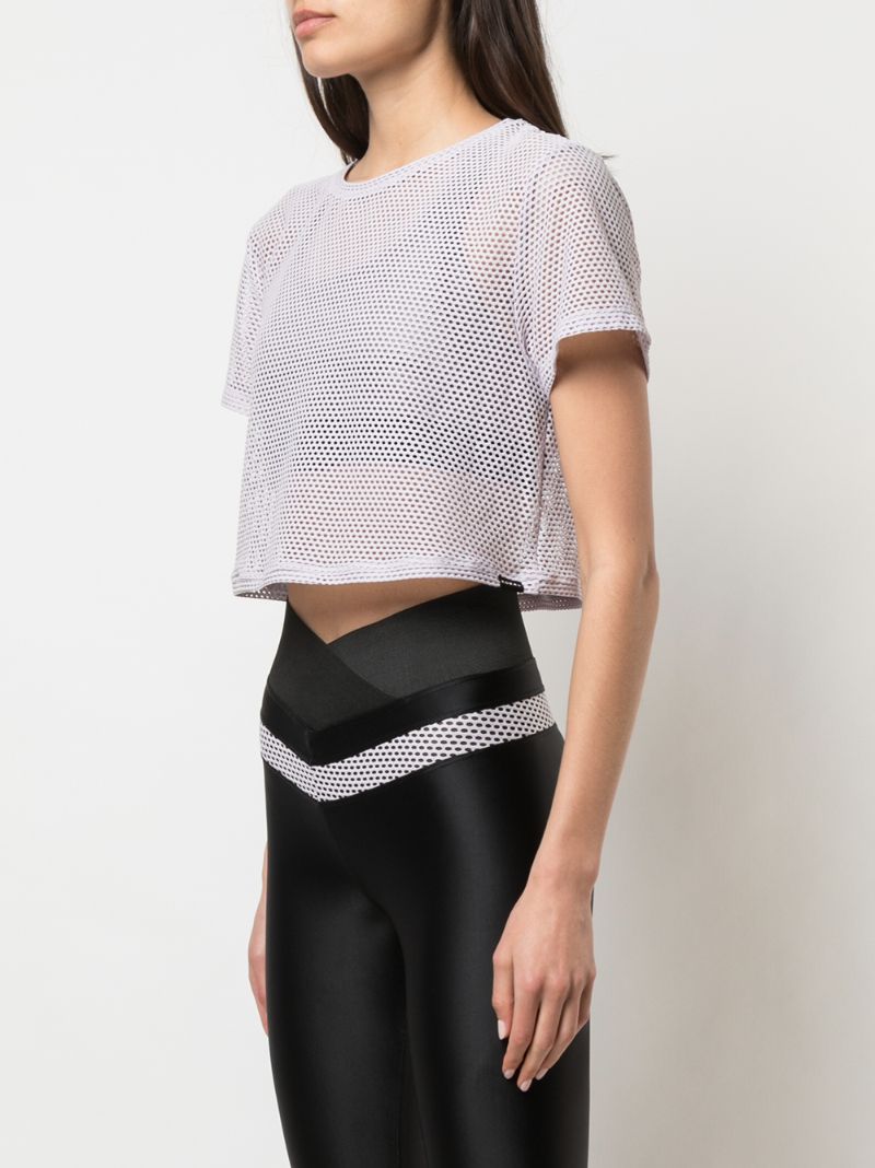 Shop Koral Open Mesh Cropped T-shirt In Grey