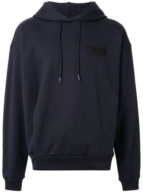 Shop blue Martine Rose logo embroidered hoodie with Express Delivery ...