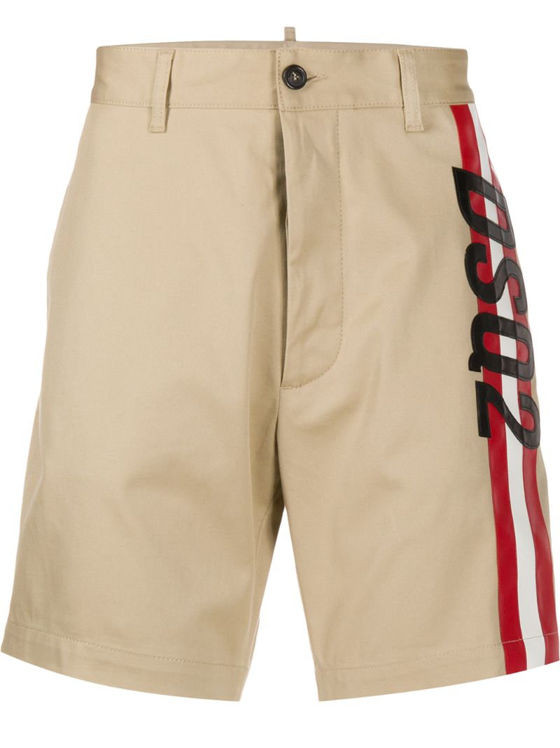 Dsquared2 Striped-side Bermuda Shorts In Neutrals