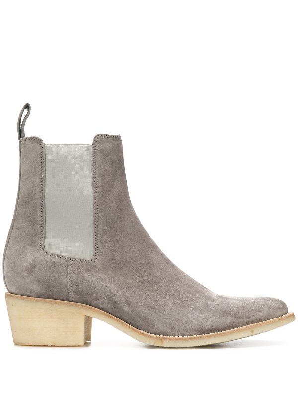 low heel suede boots