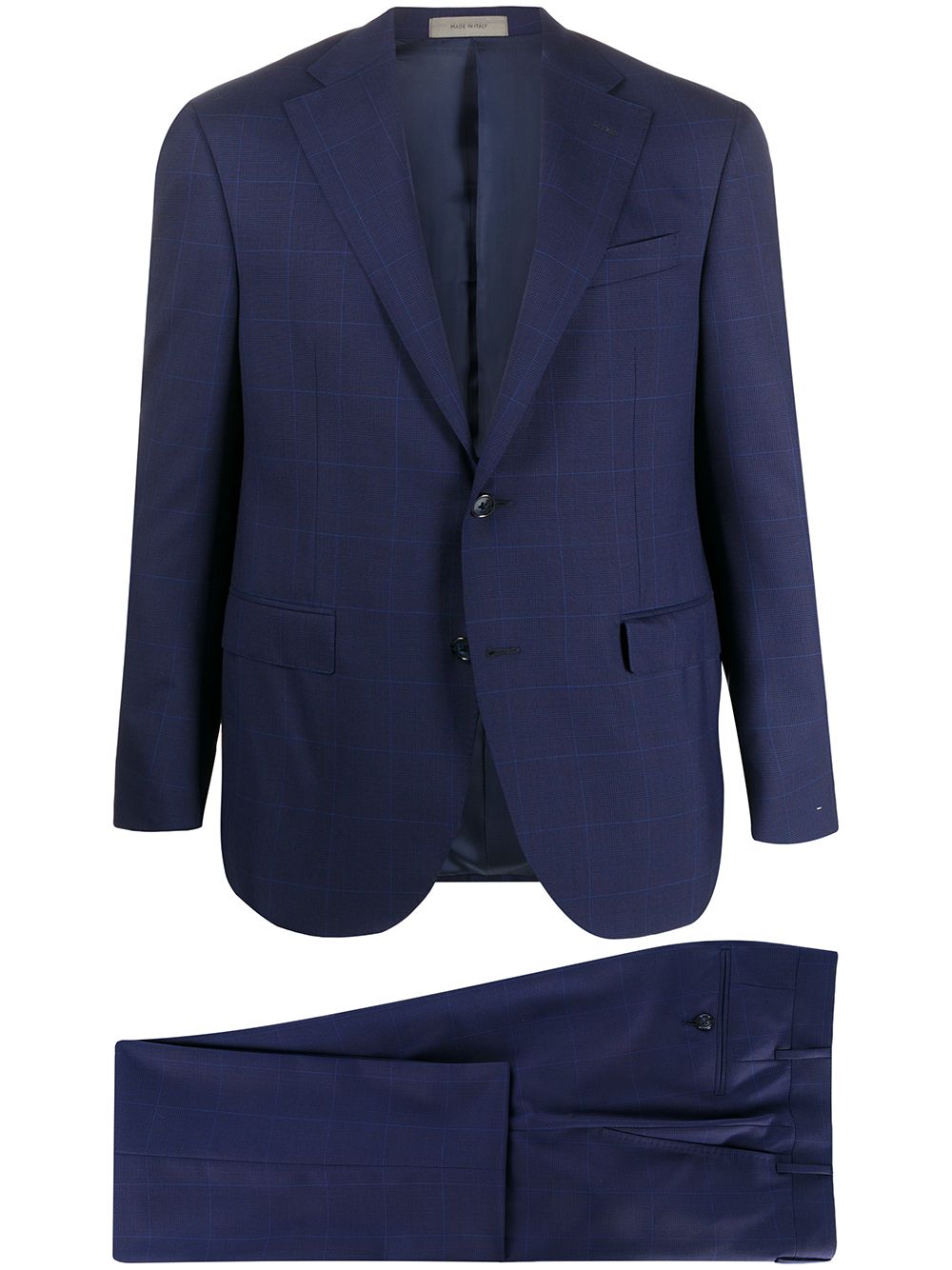 Corneliani Windowpane Check Wool Suit Jacket In Blue