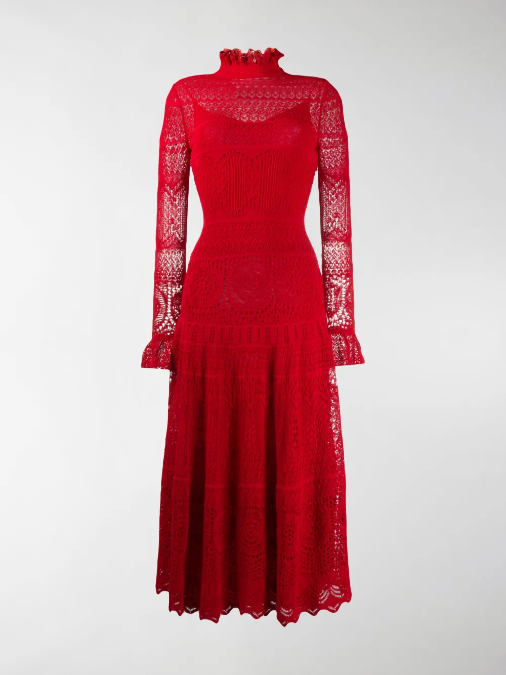 ALEXANDER MCQUEEN CROCHETED LACE HIGH NECK DRESS,610733Q1AMH14929967