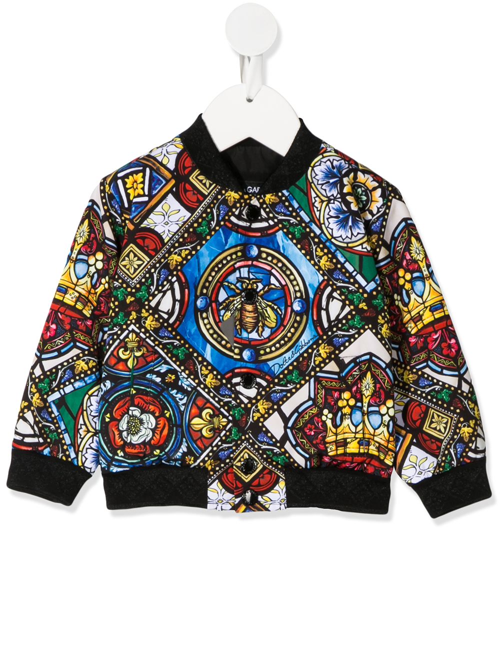 Dolce & Gabbana Babies' Stained Glass Print Bomber Jacket In Black