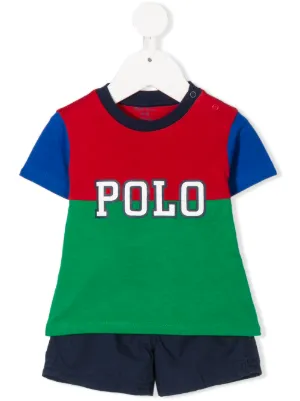 Ralph Lauren Kids طقم تيشيرت وشورت بشعار الماركة