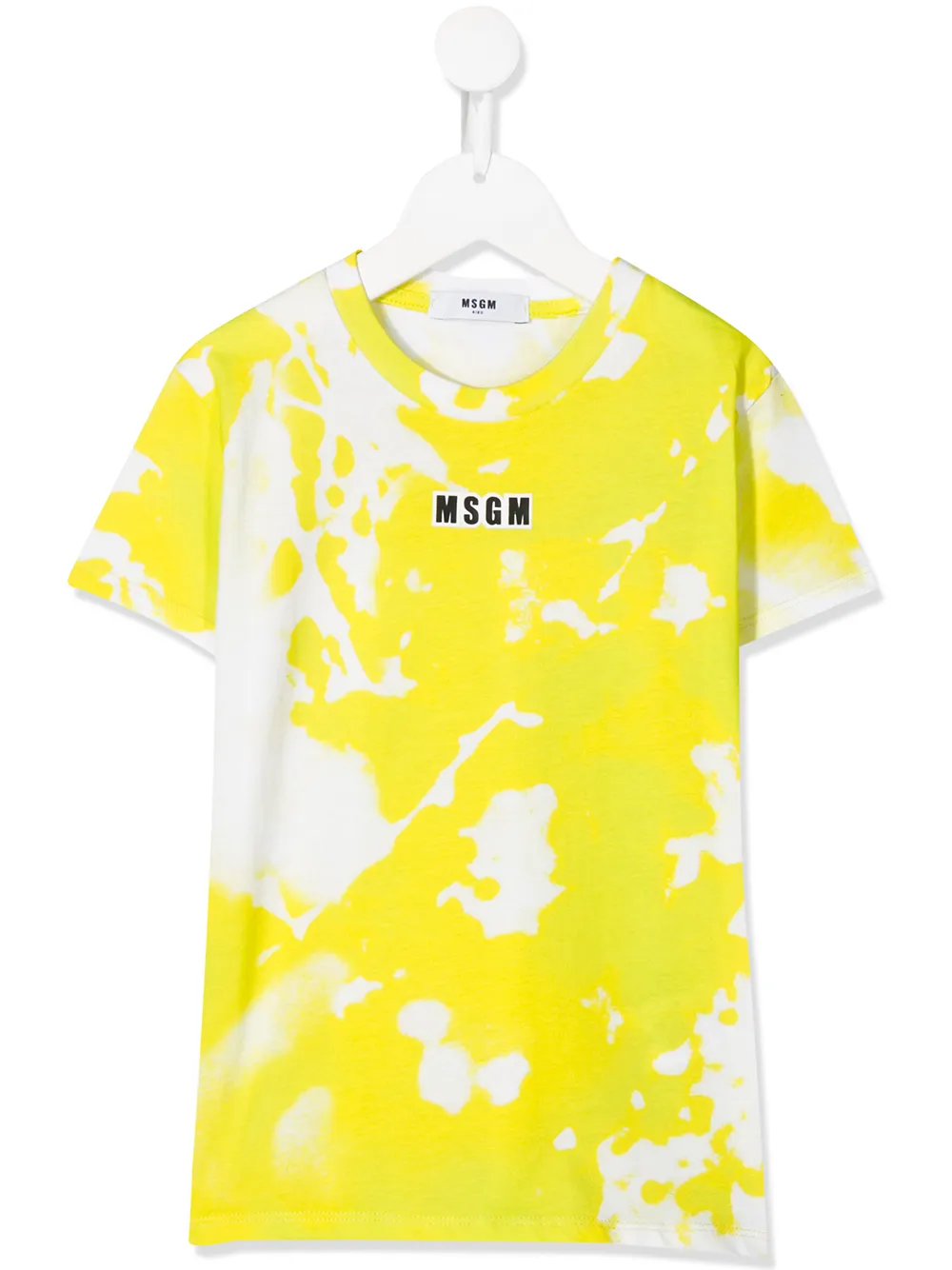 Msgm Kids' Abstract Print Logo T-shirt In Yellow